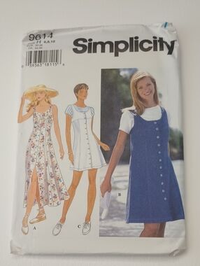 2/$15 Simplicity 9614 Women's Button Up Sundress Pattern 039363181156 ©1995